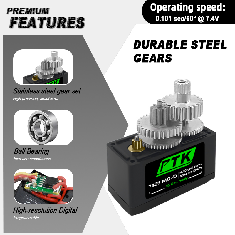 Servo digital PTK 7455MG-D de  - Rc Helicopter Parts reseña y precio
